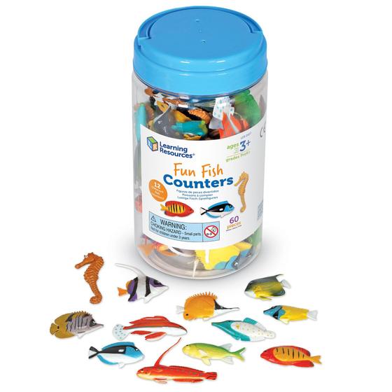 Imagem de Conjunto de 60 Recursos de Aprendizagem para Pesca - Brinquedos Divertidos com Contadores de Peixes