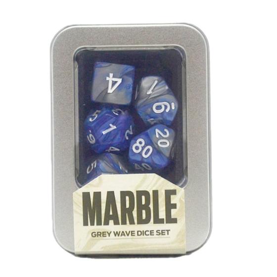 Imagem de Conjunto de 7 Dados Marble para RPG (D4, D6, D8, D10, D10%, D12, D20)