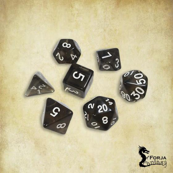 Imagem de Conjunto de 7 dados- Preto Translúcido - RPG