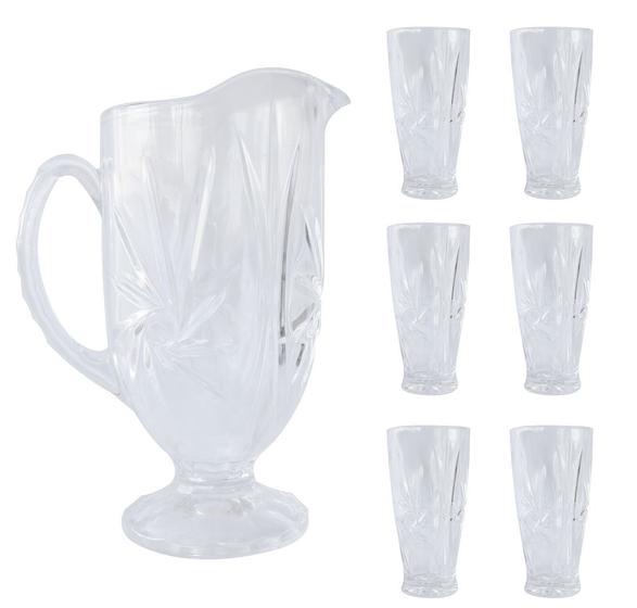 Imagem de Conjunto de 7 peças com jarra de 1 litro e copos de vidro de 200ml cada