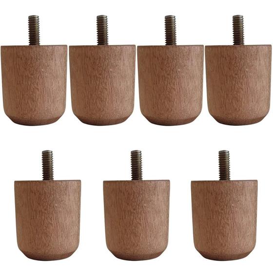 Imagem de Conjunto de 7 Pés Baixos para Cama Box Kit Pé de Cama de Madeira 5cm Cor Mel