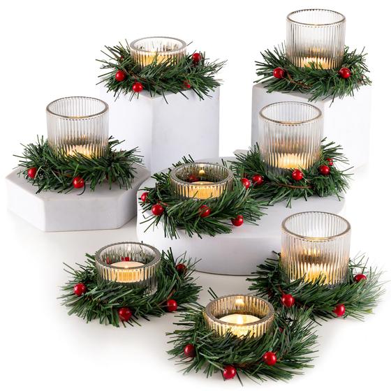 Imagem de Conjunto de 8 Castiçais Tealight Glasseam com Anéis para Velas