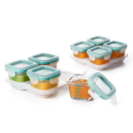 Imagem de Conjunto de 8 Recipientes de Vidro OXO Tot para Bebês - 120ml com Tampas