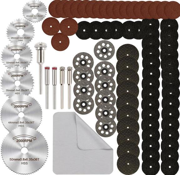 Imagem de Conjunto de 88 Rodas de Corte IELEK para Ferramenta Rotativa com Mandris