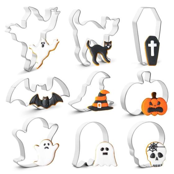 Imagem de Conjunto de 9 Cortadores de Biscoitos de Halloween em Aço Inoxidável - QtoIce