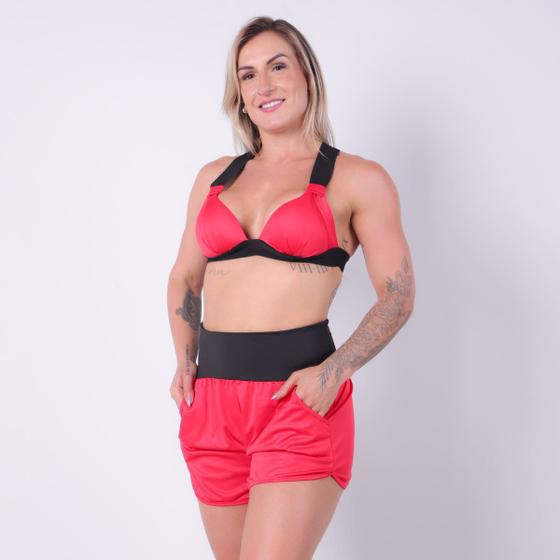 Imagem de Conjunto de Academia Feminino em Dry Fit com Short Fitness e Top com Bojo - Fitmoda