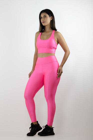 Imagem de Conjunto de Academia Legging com forro e Top bojo rosa M