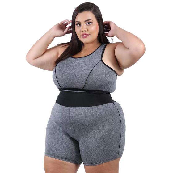 Imagem de Conjunto de Academia Top e short Ciclista PLUS SIZE e Slim Roupa fitness feminino