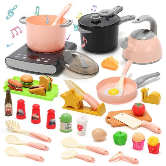 Imagem de Conjunto de Acessórios de Cozinha Play CUTE STONE Kids - 37 Peças - Fogão e Utensílios