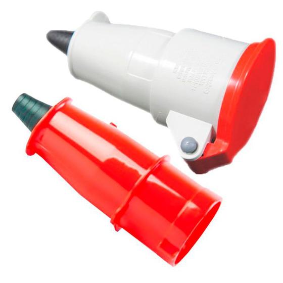 Imagem de Conjunto de Acoplador + Plug Macho Steck 2P+T 16a VM Newkon