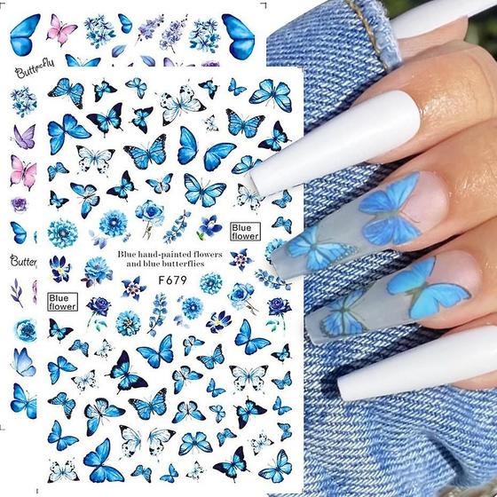 Imagem de Conjunto de adesivos de arte de unhas e decalques Butterfly 10 folhas COLOR2