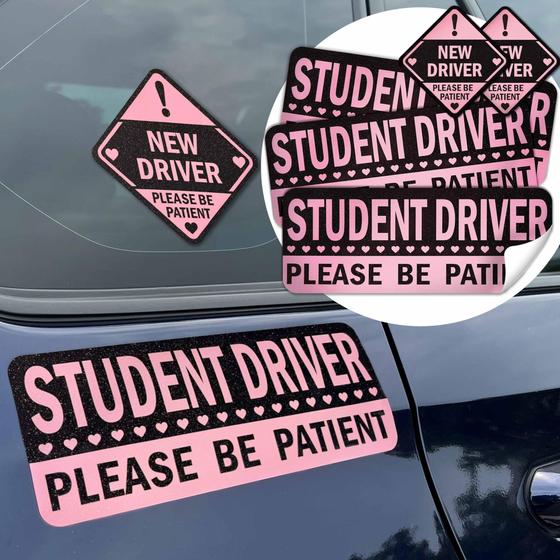 Imagem de Conjunto de adesivos MASIGO Student Driver, reflexivo reutilizável, pacote com 5