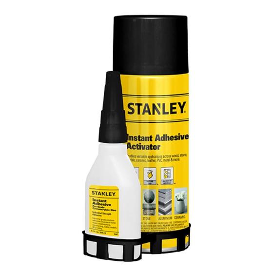 Imagem de Conjunto de Adesivos STANLEY CA Glue - 100ml e 400ml com Ativador para Madeira