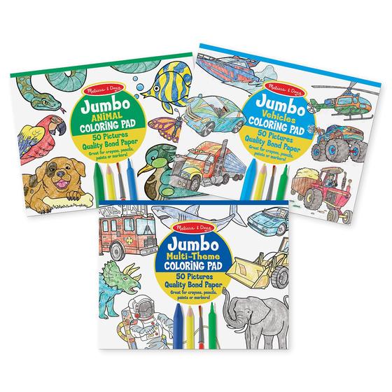 Imagem de Conjunto de almofadas para colorir Melissa & Doug Jumbo, 50 páginas para crianças 