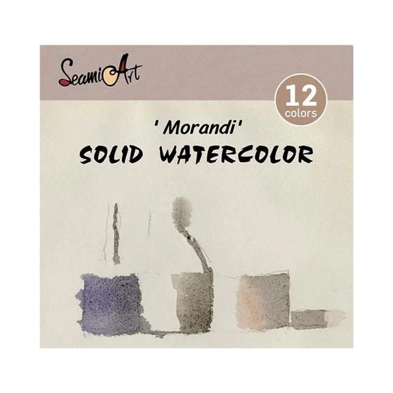 Imagem de Conjunto de Aquarela Sólida SeamiArt - 12 Cores (Skin Ocean Candy Morandi) - Embalagem Simples