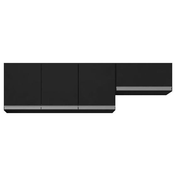 Conjunto de Armários Aéreo Cozinha Planejada Lux 120cm e 60cm 100% MDF Preto TX Fosco - Abmaza Menor preço em Conjunto de Armários Aéreo Cozinha Planejada Lux 120cm e 60cm 100% MDF Preto TX Fosco - Abmaza