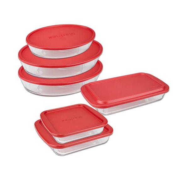 Conjunto de Assadeiras Nadir Marinex com Tampa Vermelha com 6 Peças Menor preço em Conjunto de Assadeiras Nadir Marinex com Tampa Vermelha com 6 Peças