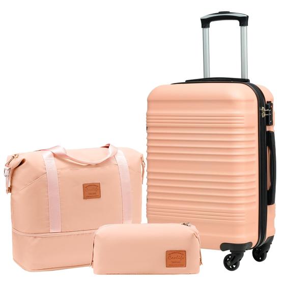 Imagem de Conjunto de Bagagem Coolife 3 Peças Hardside com Trava TSA - Rosa