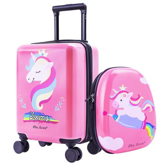 Imagem de Conjunto de Bagagem Infantil iPlay iLearn Unicorn 18" com Mochila