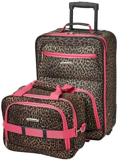 Imagem de Conjunto de bagagem Rockland Fashion Softside Upright de 2 peças rosa