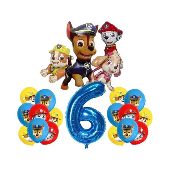 Imagem de Conjunto de Balões da Patrulha Paw Patrol - 17 Peças para Festa de Aniversário