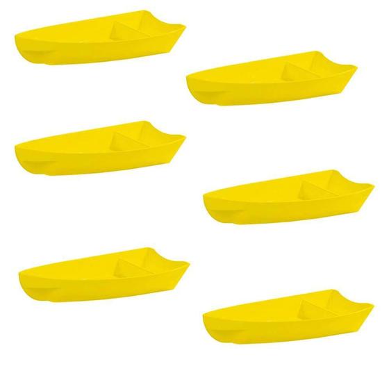 Imagem de Conjunto De Barco Sushi Vemplast P 600Ml 6 Peças Amarelo