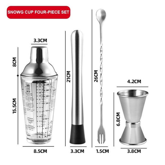 Imagem de Conjunto de Bartending Wokex 4 Peças - Aço Inoxidável com Agitador de Vidro