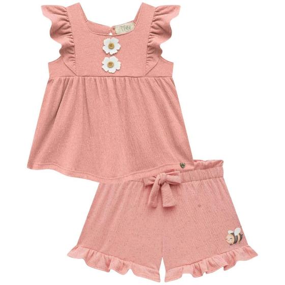 Imagem de Conjunto de Bata e Shorts em Malha Wave Linho 74749 Infanti