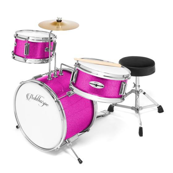 Imagem de Conjunto de Bateria Ashthorpe para Iniciantes - 3 Peças Rosa com Acessórios