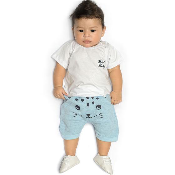 Imagem de Conjunto de Bebê Gatinho Branco com Azul