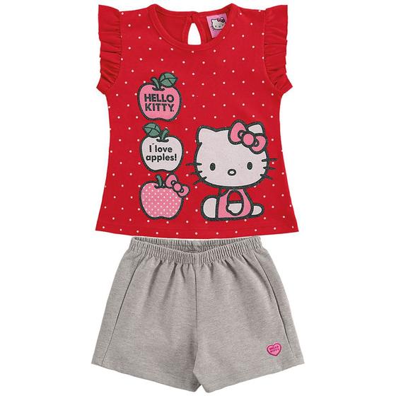 Imagem de Conjunto de Bebê Hello Kitty Vermelho com Cinza