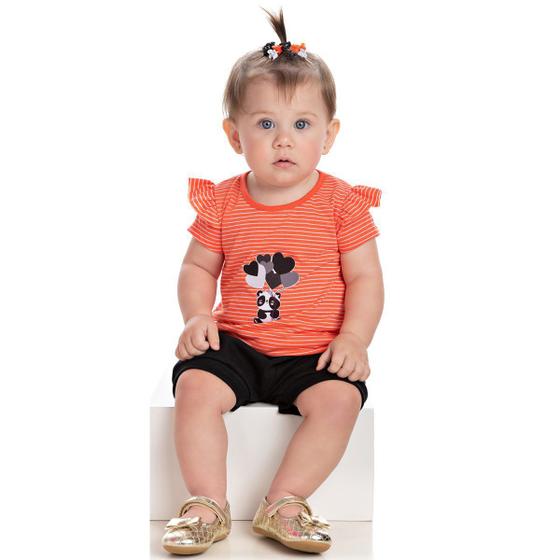 Imagem de Conjunto de Bebê Love Coral com Preto