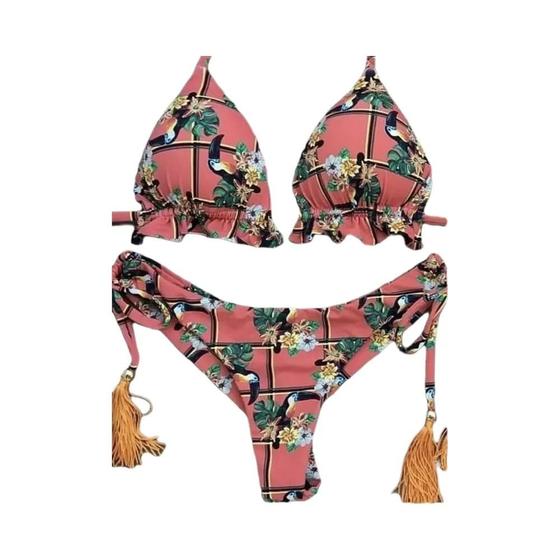 Imagem de Conjunto De Biquíni Feminino Sexy Push-up Acolchoado 2 Peças Hot Stamp Esporte Roupa De Banho