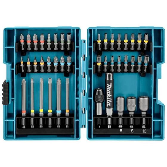 Imagem de Conjunto De Bits De Chave De Fenda Elétrica Makita Codificada Por Cor 43 Peças Acessórios De