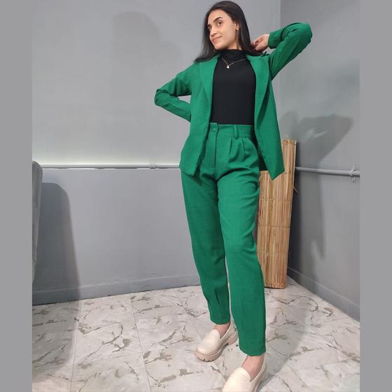 Conjunto de blazer e calça em linho/modelo alfaiataria/casual/social/conjunto feminino/blazer/calça Menor preço em Conjunto de blazer e calça em linho/modelo alfaiataria/casual/social/conjunto feminino/blazer/calça
