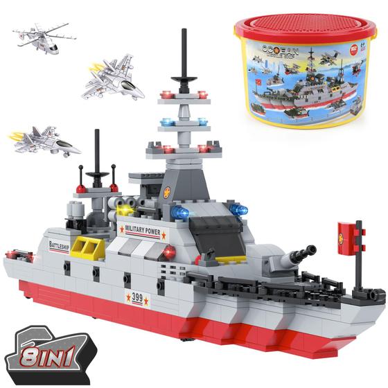 Imagem de Conjunto de blocos de construção INRATELL City War Battleship 952 peças