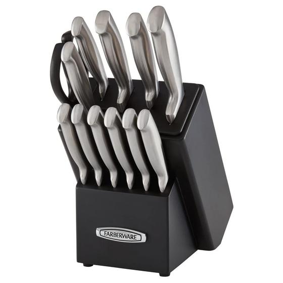 Conjunto de blocos de facas Farberware Self-Sharpening, 13 peças, preto Menor preço em Conjunto de blocos de facas Farberware Self-Sharpening, 13 peças, preto