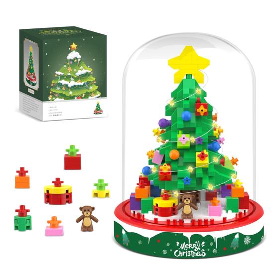 Imagem de Conjunto de Blocos de Montar Alagoo Christmas Tree - 542 Peças com LED