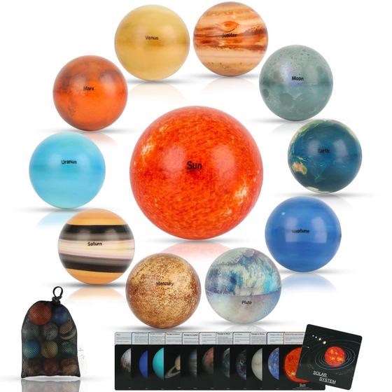 Imagem de Conjunto de Bolas Antiestresse SELMUEL - Sistema Solar (11 Peças) com Bolsa