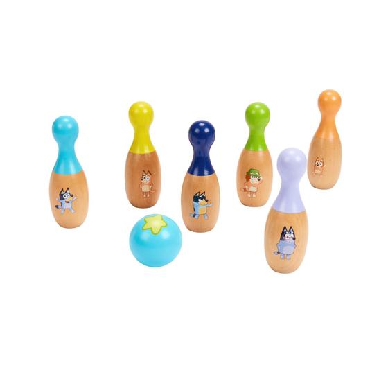 Imagem de Conjunto de boliche Bluey Wooden Skittles Indoor Outdoor Kids 3+