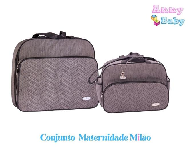 Imagem de Conjunto De Bolsa Maternidade Mala E Bolsa Grande Cinza c/ Preto - CBM0016