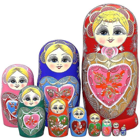 Imagem de Conjunto de bonecas russas Matryoshka Basswood, seco ao ar, pintado à mão