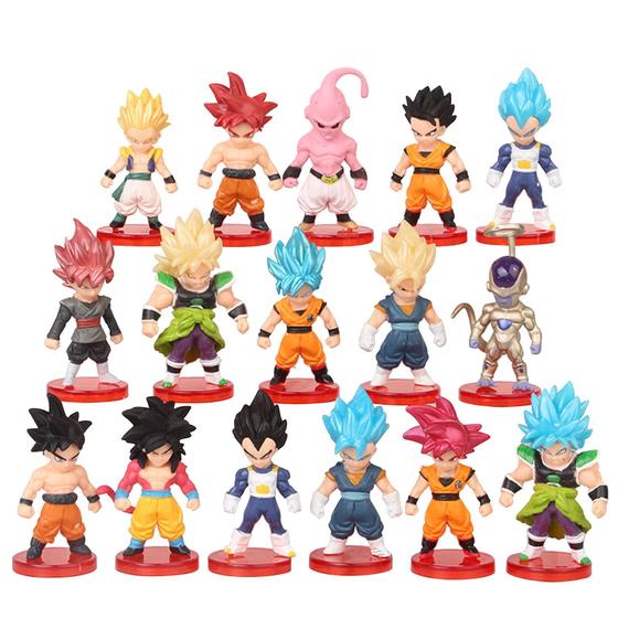 Imagem de Conjunto de bonecos de ação Dragon Goku 16 peças com PVC de 3 alturas