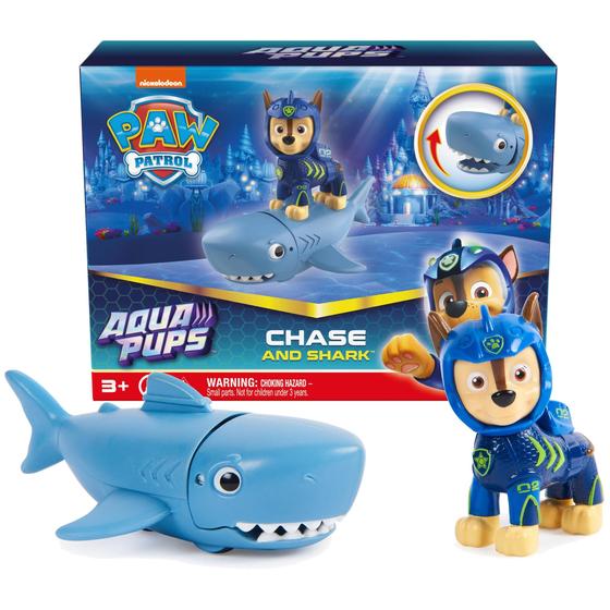 Imagem de Conjunto de bonecos de ação Paw Patrol Aqua Pups Chase com tubarão