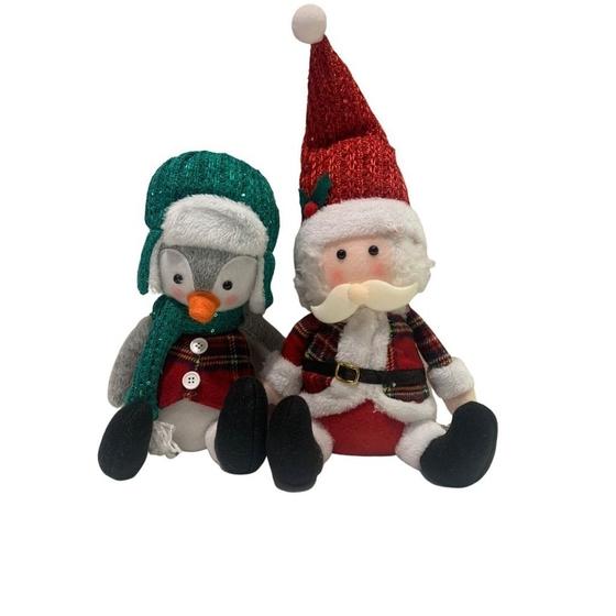 Imagem de Conjunto de bonecos papai noel e pinguim natalino - 2 pcs plo0014