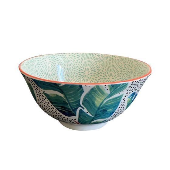Imagem de Conjunto de bowl em cerâmica folhagens verdes kit 4 peças