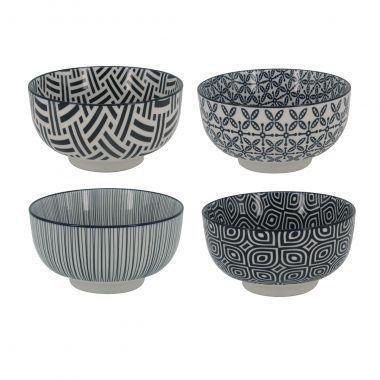 Menor preço em Conjunto de bowls de porcelana preto e branco decorativo  4 pcs 13