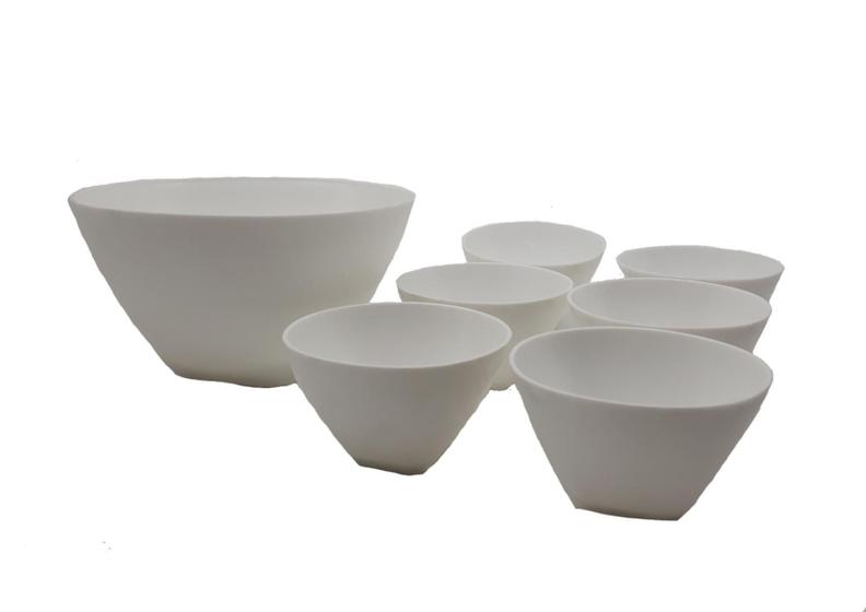 Imagem de Conjunto De Bowls Sobremesa Tigela Pote 7 Peças Branco