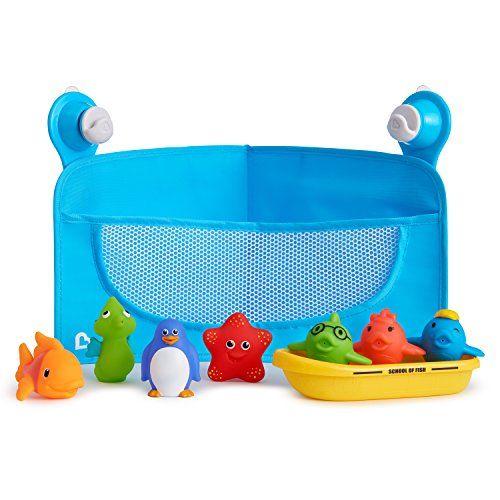 Imagem de Conjunto de brinquedo e armazenamento de banho Munchkin Ocean Friends, conjunto de 6 peças