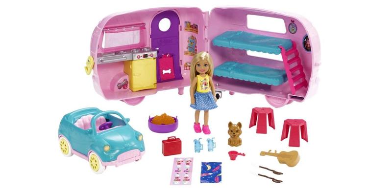 Imagem de Conjunto de brinquedos Barbie Chelsea Doll Camper com armário e 15 acessórios